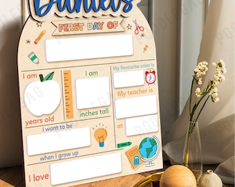 Cartello intercambiabile personalizzato per il primo e l'ultimo giorno di scuola, lavagna scolastica in legno personalizzata, regalo per studenti, cartello per il primo giorno di scuola