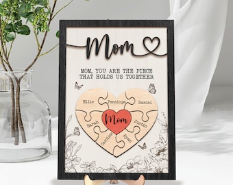 Personalized Mother's Day Puzzle Sign, Mother's Day Gift from Kids Husband, Piece That Holds Us Together Grandma Gift, Gifts For Mom