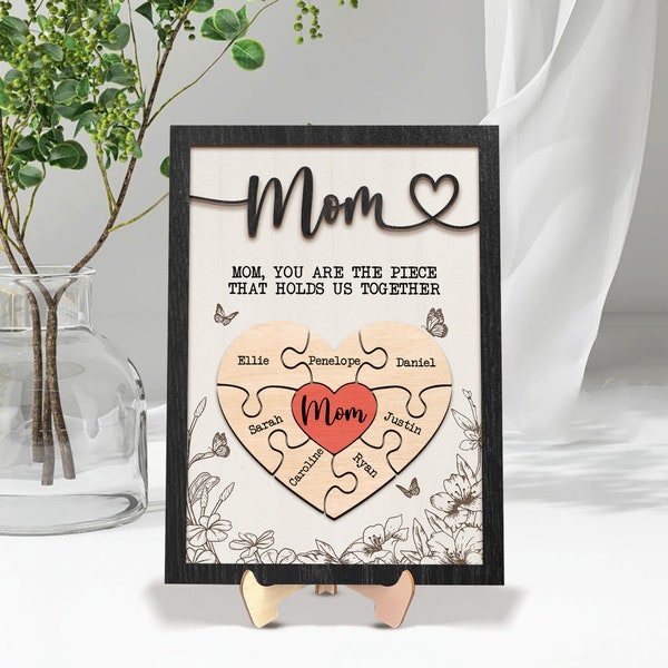 Personalized Mother's Day Puzzle Sign, Mother's Day Gift from Kids Husband, Piece That Holds Us Together Grandma Gift, Gifts For Mom