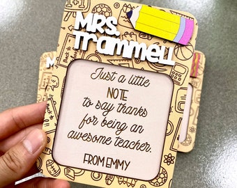 Personalized Teacher Sticky Note Holder, Teacher Gift, Teacher Appreciation Gift, Cusomized Teacher Name Gift, Ideas For Elementary Teacher