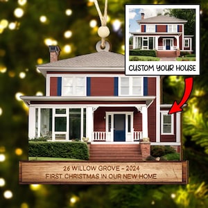 Custom House Ornament Christmas, Perosnalized House Photo Ornament, Picture Acrylic Ornament, Photo Christmas Ornaments,Xmas Gift for Family