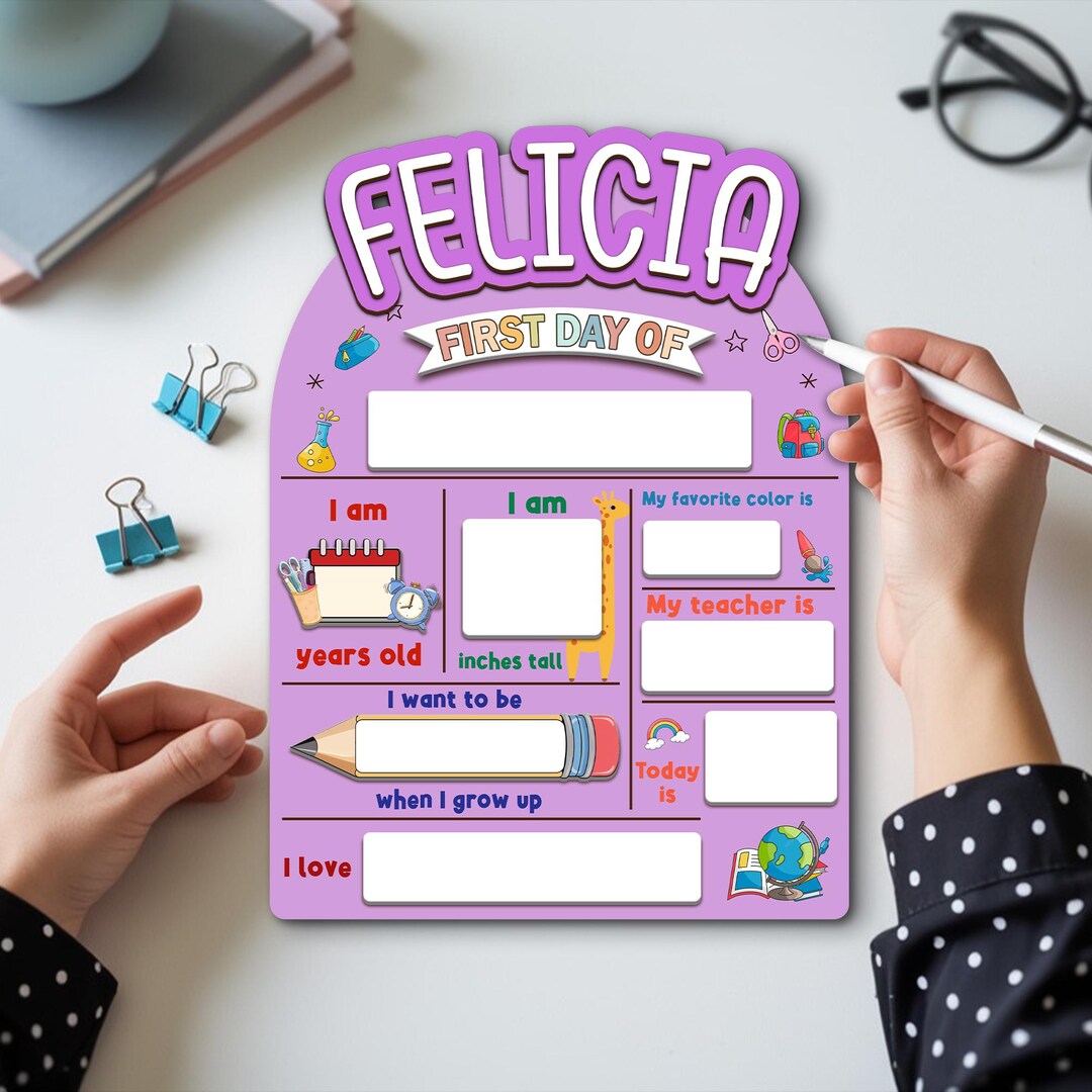 Personalized First Day of School Sign, Custom Reusable Back to School ...