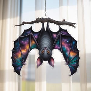 Gothic Bat ACRYLIC Suncatcher, Bat Suncatcher, Bat Gift, Spooky Bat Halloween Decor, Bat Halloween Ornament, Bat Acrylic Window Hanging