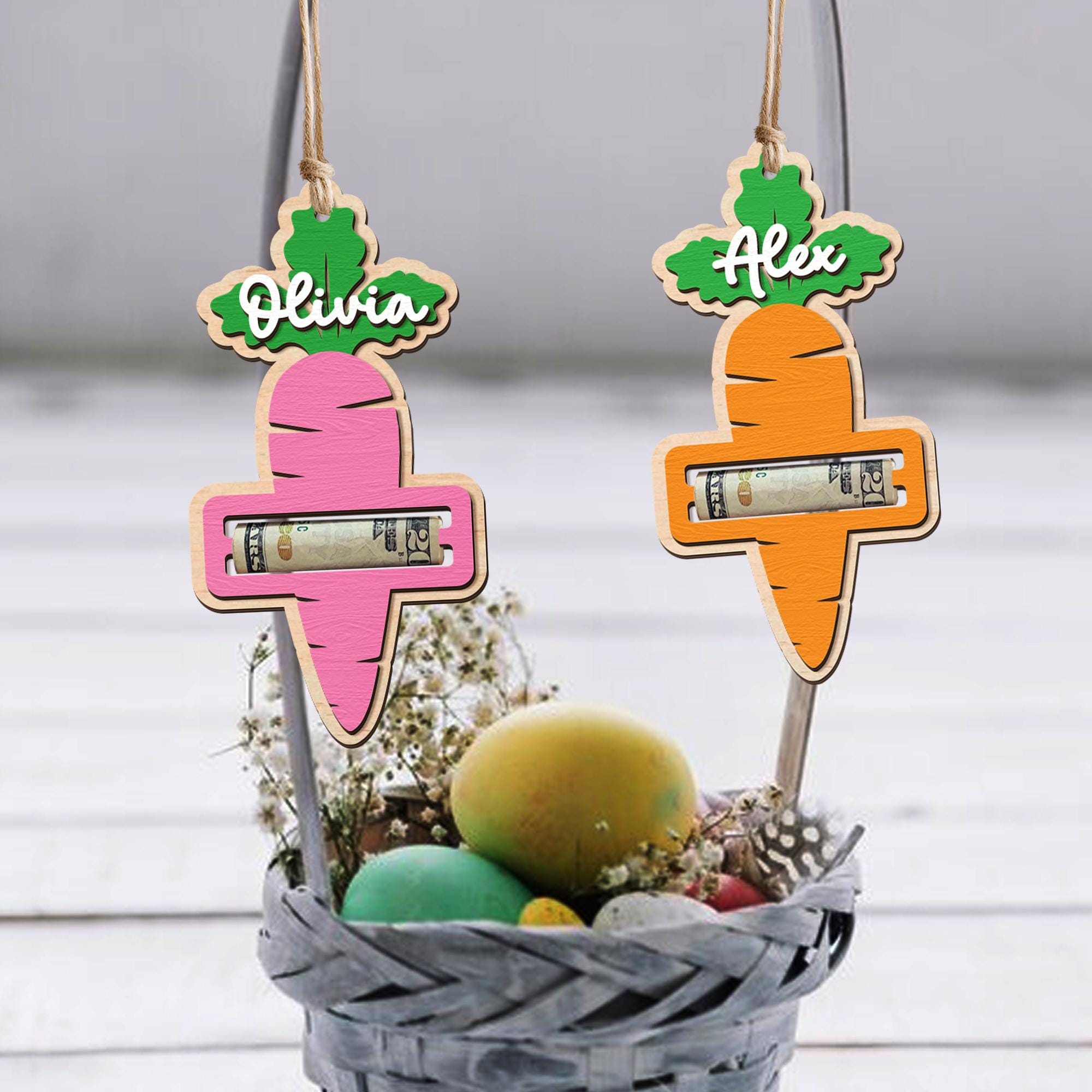 Personalized Carrot Money Holder, Custom Name Easter Cash Holder for Kids