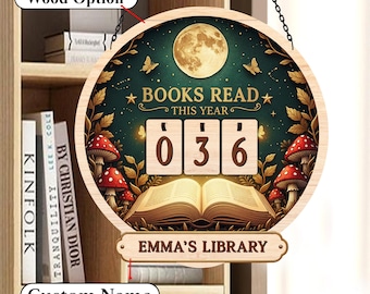 Custom Books Read Tracker, Books Read This Year Counter, Book Tracker, Bookshelf Decor, Book Lover,Gift, Book End, Reader Gift, Bookish Gift