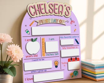 Pizarra personalizada para el primer día de clases, letrero personalizado de regreso a clases con nombre, letrero para el primer día de clases, letrero escolar de madera, letrero para el primer día de clases