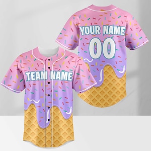 Personalized Ice Cream Drip Baseball Jersey, Custom Sprinkle Drip Baseball Jersey, Matching Family Baseball Jersey, Game Day Summer Outfit