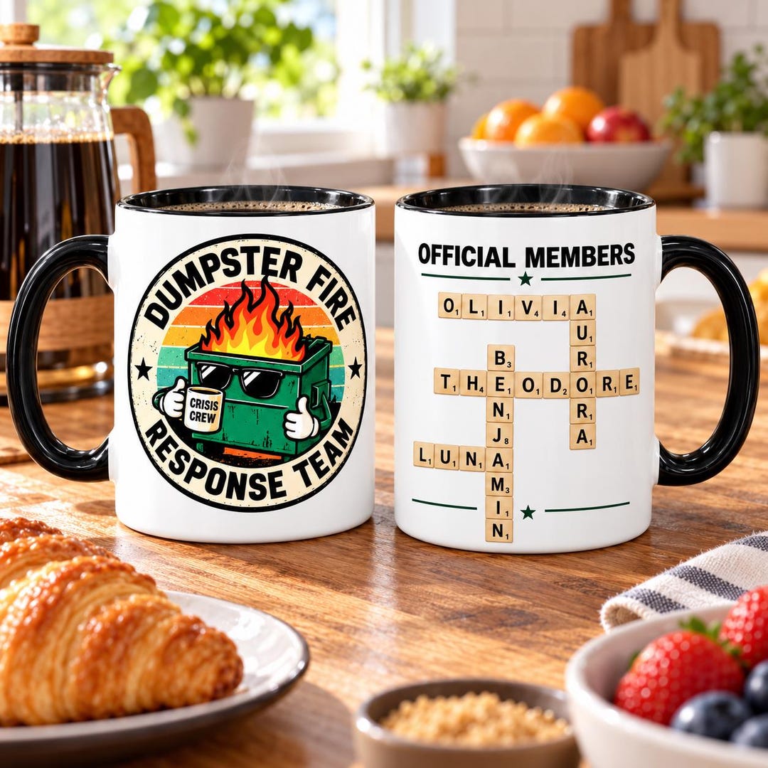 Scrabble Problem Personalized Dumpster Fire Response Team Mug, Custom Scrabble Name ...