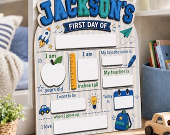Benutzerdefinierter erster Schultag Zeichen, letzter Schultag Zeichen, personalisierter Name Dry Erase Schultafel, Kindergarten Back to School Fotorequisite