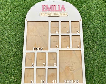 Personalized School Years Photo Frame, PreK to Graduation School Year Picture Frame, Custom Grade School Photo Frame, K to Grad School Frame