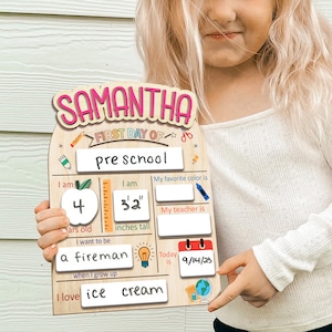 Letrero personalizado para primer y último día de clases, primer día de clases de jardín de infantes, tablero escolar de madera, letrero para nuevo año escolar, regalo de regreso a clases.