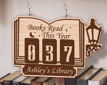 Customized Books Read Tracker - Books Read This Year, Bookshelf Counter, Bookish Decor, Bookish Gift, Gift for Readers, Book Lovers Gift