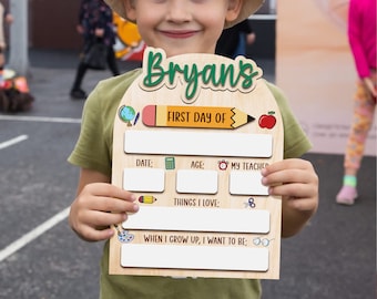 Cartello intercambiabile personalizzato per il primo e l'ultimo giorno di scuola, cartello per il primo giorno di scuola per studenti, lavagna scolastica in legno come regalo, cartello per il ritorno a scuola