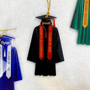 Custom Graduation Ornament, School Graduation Ornament Gift, Class Of 2025 Graduation Gift, Senior Keepsake 2025, Graduation Gown Ornament