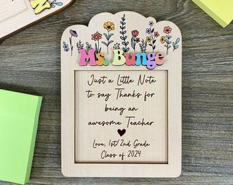 Sticky Note Holder Teacher Gift, Post Note Holder for Teacher Appreciation Gift, Notes Holder Teacher Name Gift, Teacher Gift for Desk