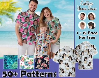 Custom Hawaiian Shirt with Face & Name, Custom Hawaiian shirt for men women kid, Hawaiian Dog Shirt, Hawaiian Shirt Logo, Family travel