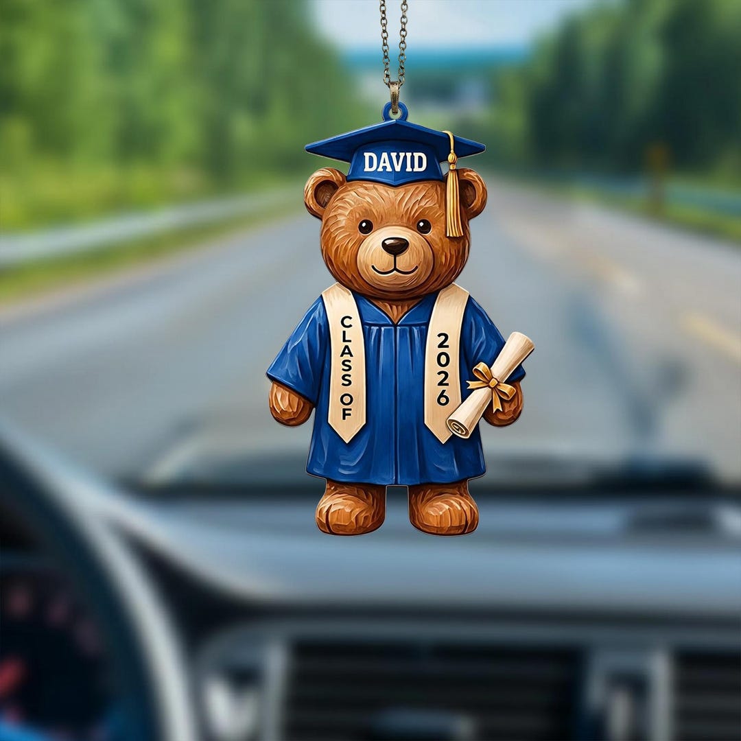 Personalized Graduation Bear Ornament 2026, Custom Name Grad Gift, Cute ...