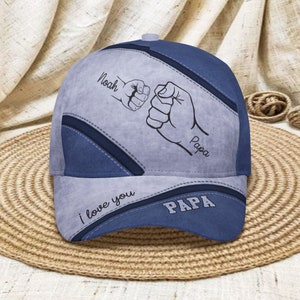 Personalized Father&#39;s Day Gift, Custom Name Dad Grandpa Kids  Fist Bump Cap, Gift For Dad, Father&#39;s Day Gift Ideas, Gift From Wife, Dad Cap