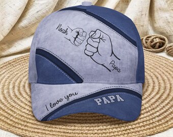 Personalized Father&#39;s Day Gift, Custom Name Dad Grandpa Kids  Fist Bump Cap, Gift For Dad, Father&#39;s Day Gift Ideas, Gift From Wife, Dad Cap