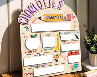 Personalized First and Last Day Of School Sign, 1st Day Of School Board, Custom Name Back To School Board, Reusable Back To School Sign