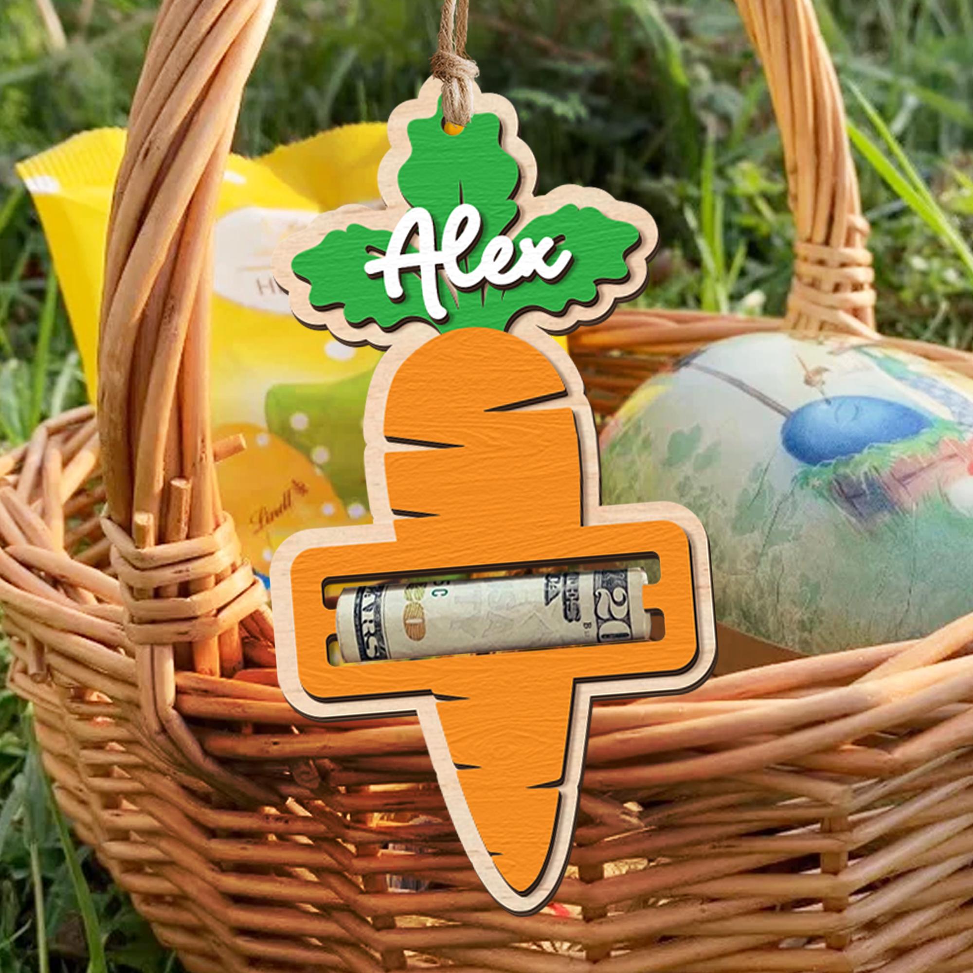 Personalized Carrot Money Holder, Custom Name Easter Cash Holder for Kids