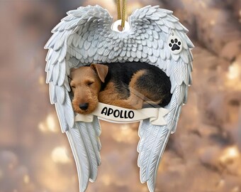 Airedale Terrier Memorial Ornament, Custom Dog Ornament, Airedale