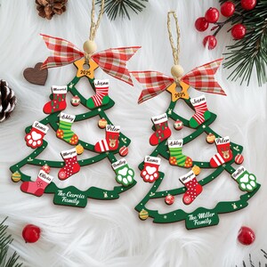Custom Family Name Ornament, Family Christmas Stocking Tree Ornaments, Holiday Keepsake Gift, Family Names 2025 Christmas Tree Ornament