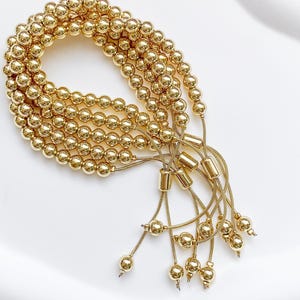 Bubble Bracelet | 4MM 6MM 10MM Golden Ball Beaded Adjustable Stacking Bracelet | 18K Gold Plated Women's Single Ball Bead Stacking Bracelet