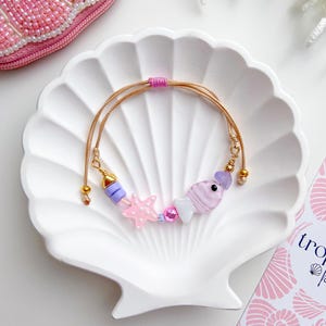 Pink Bay Fish Bracelet | Murano, Lamp, Shell, Clay Beads | Coastal Aesthetic