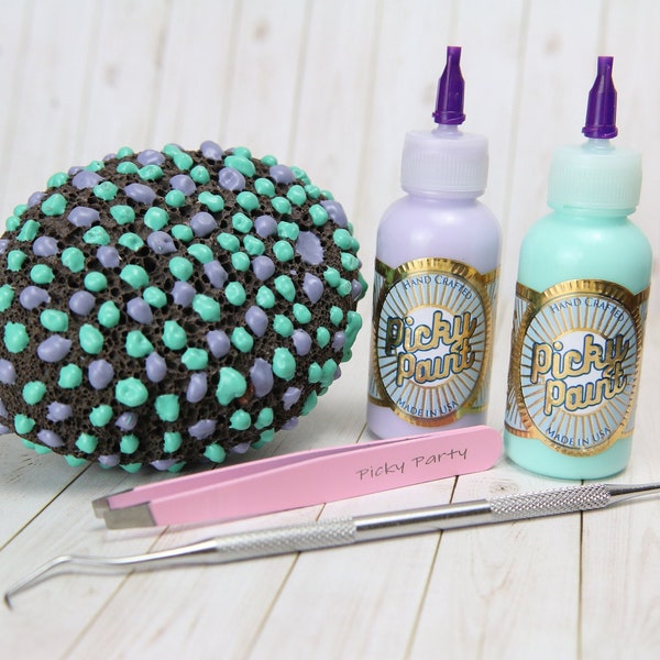 Picky Party® Sensory Picking Stone purple and Caribbean Blue (tweezer and picking tool included)