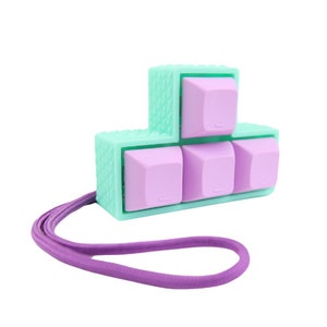 Aqua T-Shaped Picky Clicky™ Clicking fidget with textured sides  Easy travel fidget toy with sensory feedback design.