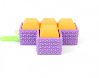 Purple T-Shaped Picky Clicky™ Clicking fidget with textured sides  Easy travel fidget toy with sensory feedback design.