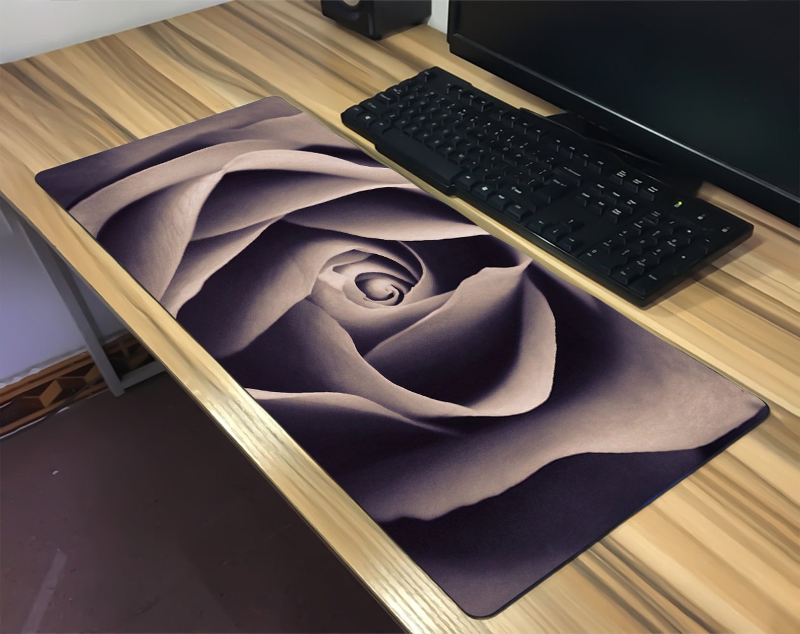 Back rose flowers Flower Desk mat Pattern handmade Desk Etsy