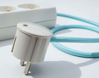 Custom Cloth Cord Power Strip 3 | Multiple Socket Extension | Textile Fabric Cable | Retro Vintage White Connector Bakelite Home Gift Gadget