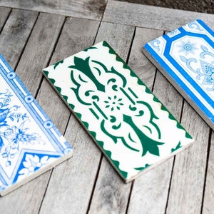 Real Antique Art Nouveau Coaster Set | Genuine Porcelain Ceramic Table Tile Coasters | French German 1900 Tableware Tiles | Tea Home Gift | Protect your table from hot desserts, dirt and scratches.