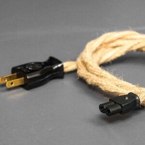 TV Cable US UK Euro Plug C7 Radio Printer PlayStation Ps5 Xbox Mains Braided Cloth Hemp Cord Fabric 5ft Power Supply Textile Wire Gift Hemp Jute