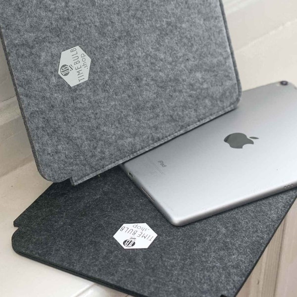 Gray Felt Ipad Air/Pro Case by TIMEBULB | Tablet Protection Bag | Mobile Pad Storage Mat Gadget Organizer | Apple Samsung Note | Home Gift