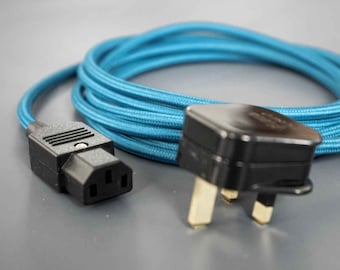 Connector C13 to UK US EU | Gadget Plug IEC320 C13 + Custom Fabric Cable | International Power Supply | Hemp/Textile Cloth Cord | Home Gift