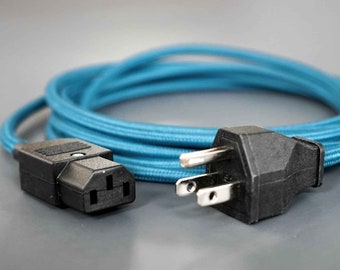 Fabric Cable C13 to US UK EU | Gadget Connector Plug IEC320 C13 | International Power Supply | Custom Hemp/Textile Cloth Cord | Home Gift