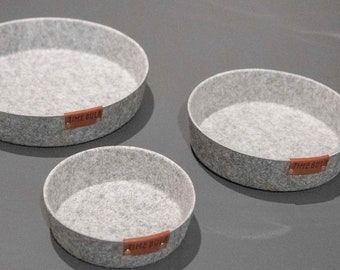 Soft Plate Set TIMEBULB, Easter Basket, Gray Felt Tray, Gadget Organizer Bowl Smartphone Glasses Keys Pens Gift for her him Home Decoration