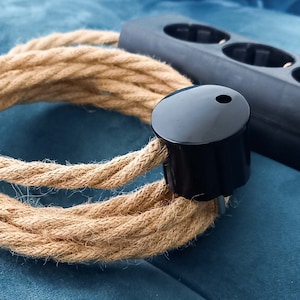 3/6x Hemp Cord Powerstrip | Custom Multiple Socket Extension | Cloth Cable Braided Hemprope | Textile Fabric | Hygge Rustic Jute Rope Gift