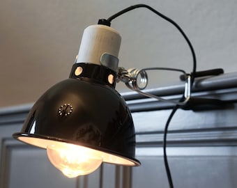 1/2/3 Industrial Led Shelf Lamp TIMEBULB | Vintage Sideboard Console Clamp | Cloth Cord Reflector Shade | Steampunk Edison Bulb | Hygge Gift