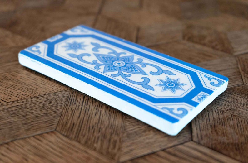 Real Antique Art Nouveau Coaster Set | Genuine Porcelain Ceramic Table Tile Coasters | French German 1900 Tableware Tiles | Tea Home Gift | Protect your table from hot desserts, dirt and scratches.