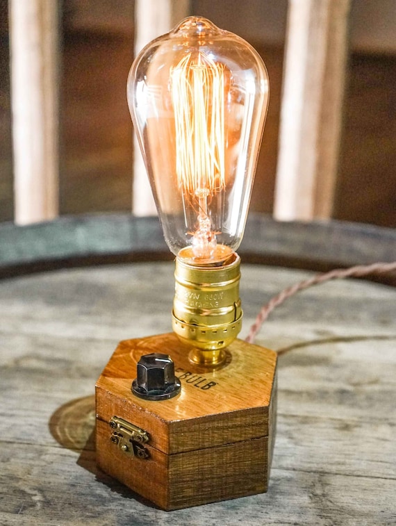 Dimmable Table Lamp TIMEBULB Dim | Bakelite Knob Switch Gold Edison Bulb | Bedside Nightstand Vintage Industrial Steampunk Rustic Home Gift