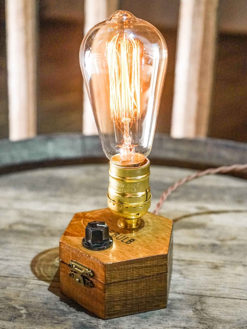 Dimmable Table Lamp TIMEBULB Dim | Bakelite Knob Dimmer Switch | Gold Socket Edison Bulb | Vintage Industrial Steampunk Rustic Home Accessory Gift | Dinner Table Bar Shelf Sideboard Console Lighting. Available on Artigiano In Fiera 2024, Milano.