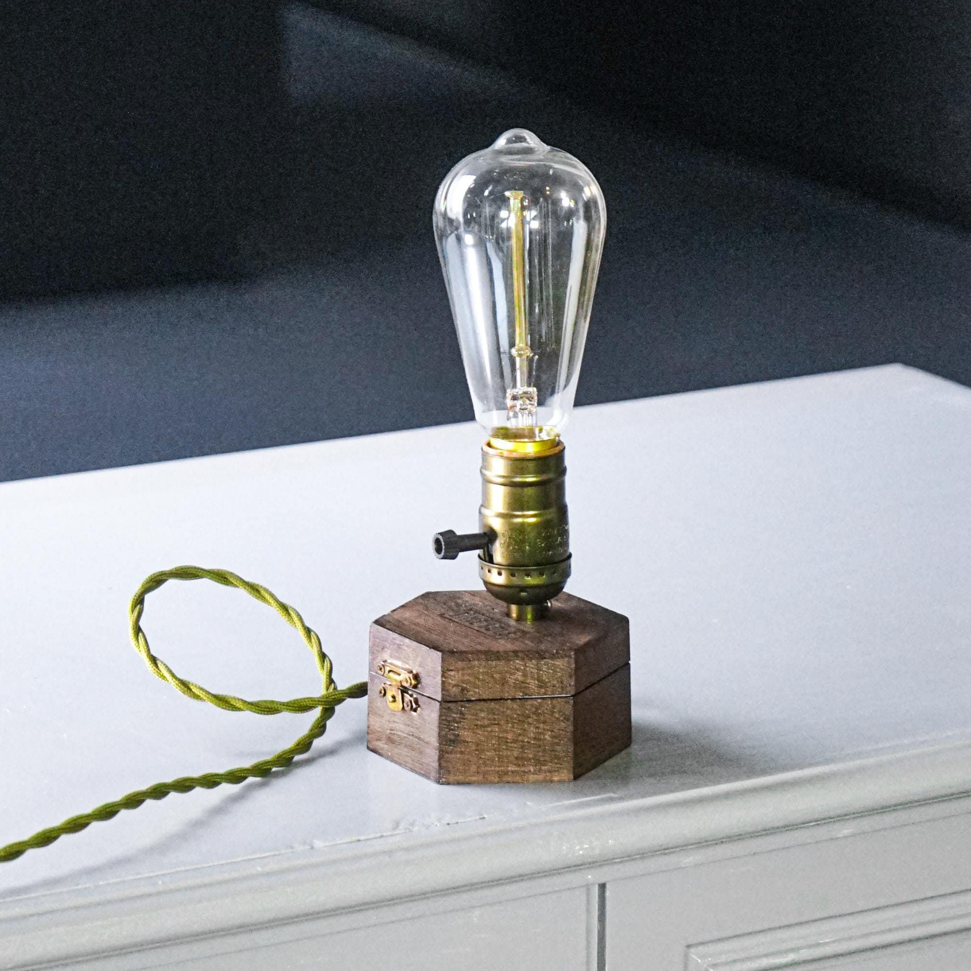 Edison Bulb Table Lamp TimeBulb CAMO | Thanksgiving Decor | Travel Vanlife Camping Retro Army Tactical Portable Lantern | Present Home Gift