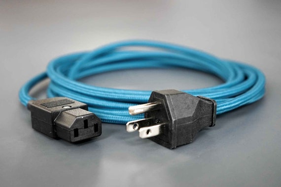 Fabric Cable C13 to US UK EU | Gadget Connector Plug IEC320 C13 | International Power Supply | Custom Hemp/Textile Cloth Cord | Home Gift