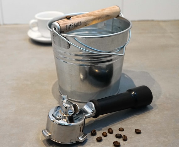 Knockbox Barista by TIMEBULB | Coffee Portafilter Espresso Machine Knock-Off Box | Cafe Latte Farmhouse Bucket | Organic Waste Bin | Gift
