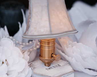 Wedding Table Lamp TimeBulb SHADE | Diner En Blanc | Luxury Picnic Decor | Usb Battery Cordless Led Light | Gold Nightstand Lampshade Gift