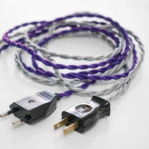 TV Cable US UK Euro Plug C7 Radio Printer PlayStation Ps5 Xbox Mains Braided Cloth Hemp Cord Fabric 5ft Power Supply Textile Wire Gift Provence Purple